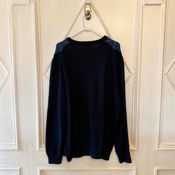 Lands' End Drifter Navy Argyle Sweater - Picture 2 of 2